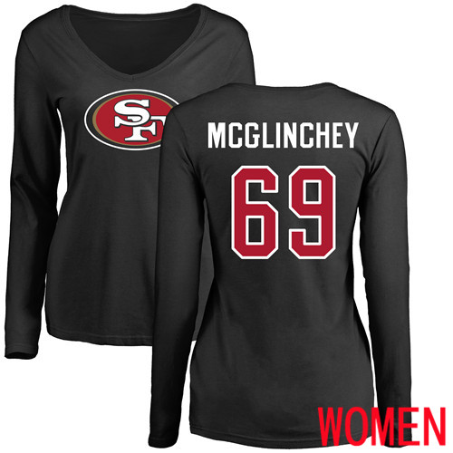 San Francisco 49ers Black Women Mike McGlinchey Name and Number Logo 69 Long